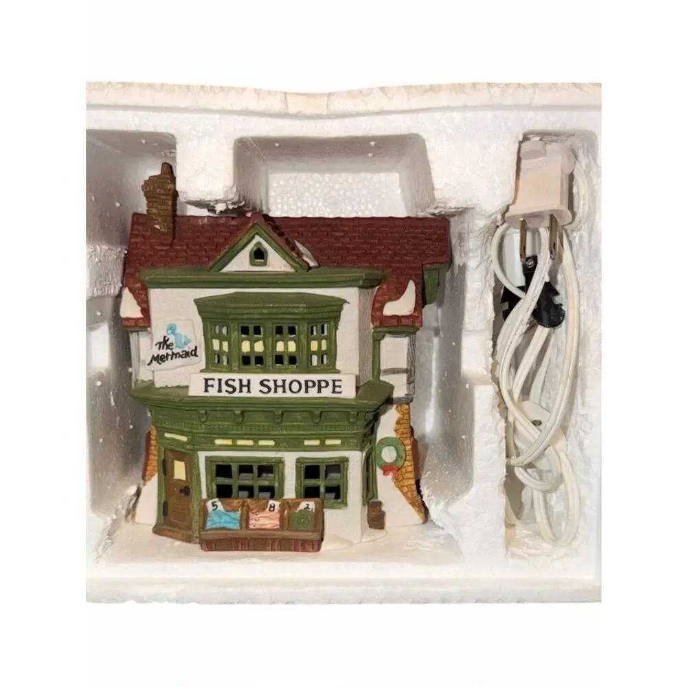 Dept 56 Dickens Village The Mermaid Fish Shoppe #5926-9 Retired 1988 Vintage EXC